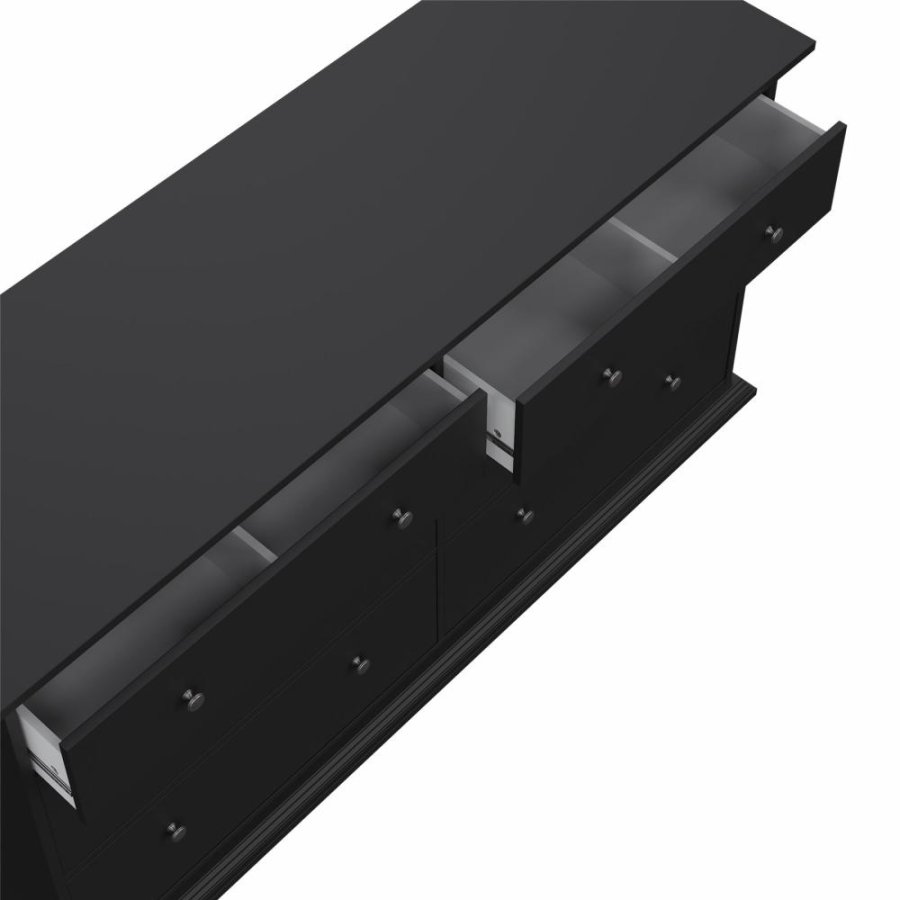 TVILUM North dobbeltkommode med 6 skuffer, mat sort, 163,3 x 51,6 x 88,2 cm