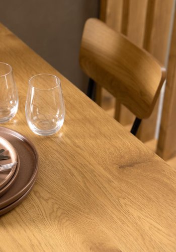 ACT NORDIC Peru Esstisch, rechteckig – natürliches Wildeichen-Melamin und schwarzer Stahl (120x80)