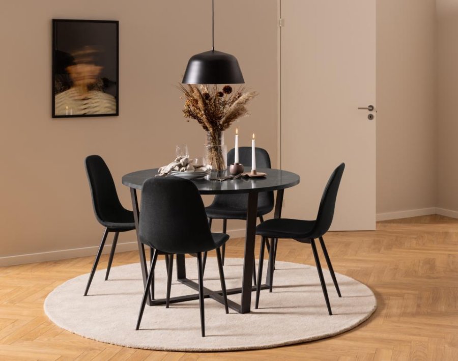 ACT NORDIC Celia spisestuestol - sort stoff og sort stl