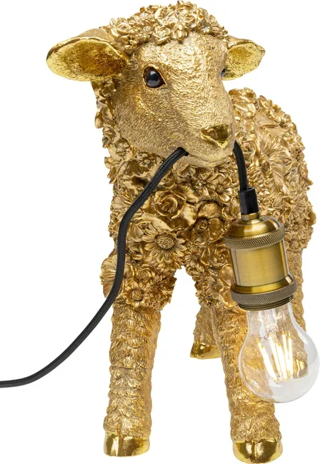 KARE DESIGN Animal Flower Sheep bordlampe - guld polyresin