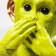 KARE DESIGN Monkey Iwazaru sparebsse - lime grn polyresin (H:35)