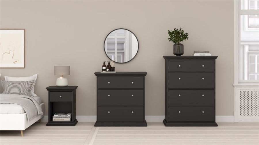 TVILUM North Chest med 3 skuffer, Matt Black, 86,3 x 51,6 x 88,2 cm