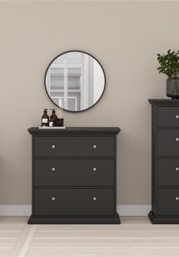 TVILUM North kommode med 4 skuffer, mat sort, 86,3 x 51,6 x 115,6 cm