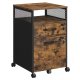 VASAGLE Arkivskab til kontor med 2 afl�selige skuffer, hjul, �ben hylde til h�ngemapper, st�lramme, industriel stil, rustik brun og sort OFC077B01