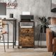 VASAGLE Arkivskab til kontor med 2 afl�selige skuffer, hjul, �ben hylde til h�ngemapper, st�lramme, industriel stil, rustik brun og sort OFC077B01