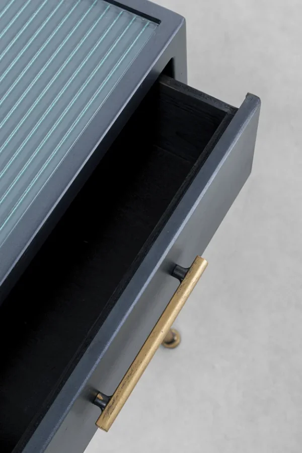 KARE DESIGN La Gomera skrivebord, m. 2 skuffer - klar glas og sort MDF/stl (140x60)