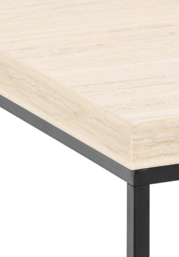 ACT NORDIC Barossa Couchtisch, quadratisch – beigefarbenes Papier in Travertinoptik und schwarzer Stahl (60x60)
