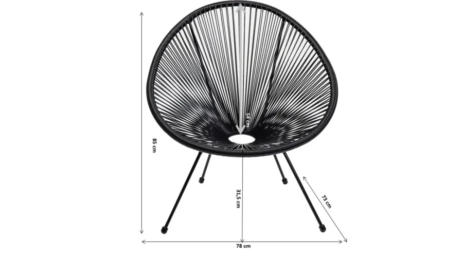 KARE DESIGN Acapulco Black lnestol/havestol - sort polyethylen og stl