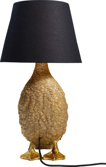 KARE DESIGN Animal Duck bordslampa - svart bomull och guld polyresin