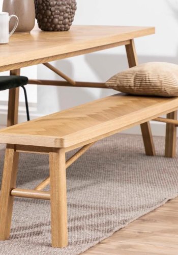 ACT NORDIC Galway benk, m. fiskebein, rektangulr - naturlig eikefiner og eik (200x36)