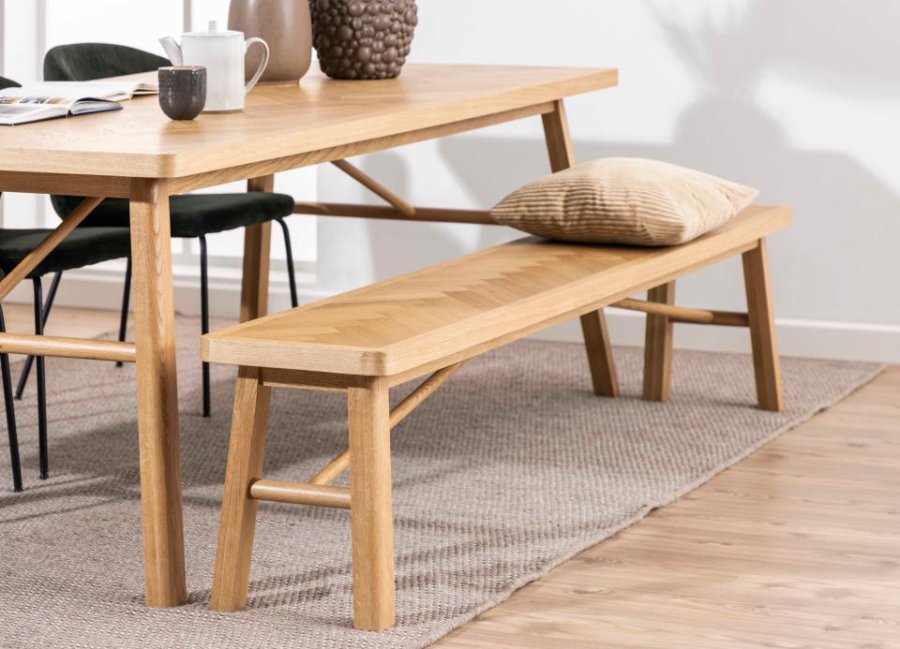 ACT NORDIC Galway benk, m. fiskebein, rektangulr - naturlig eikefiner og eik (200x36)