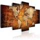 Artgeist Amber Map - Antikt Verdenskort trykt p� l�rred, 5-delt - Flere st�rrelser