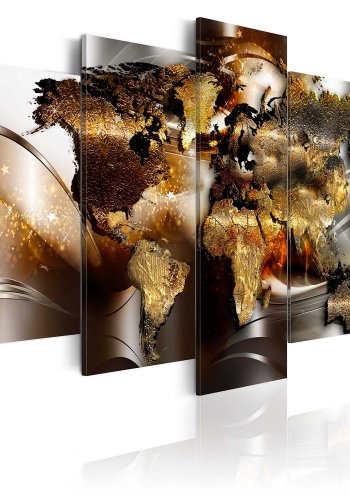 Artgeist Honey Continents - Abstrakt verdenskort trykt p� l�rred, 5-delt - Flere st�rrelser