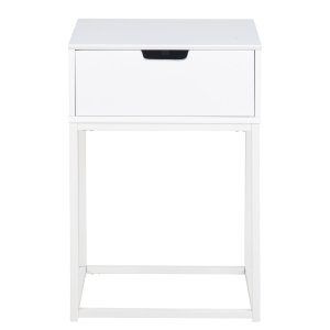 ACT NORDIC Rektangulärt Mitra sängbord med 1 lda - vitt trä och metall (40x30)