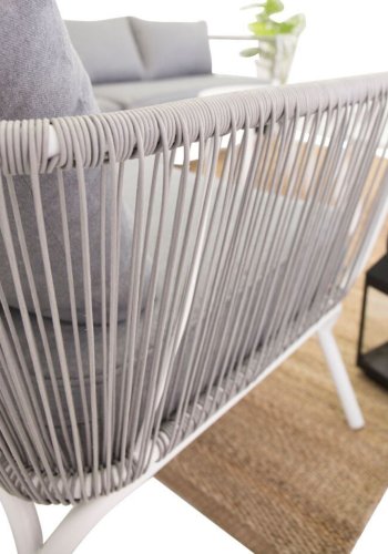 VENTURE DESIGN Roxo 2-pers. hjrne hagesofa - gr polyester og hvitt stl