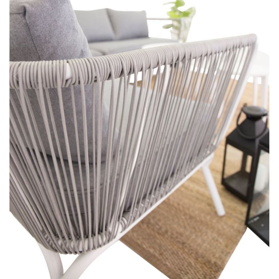 VENTURE DESIGN Roxo 2-pers. hjrne hagesofa - gr polyester og hvitt stl