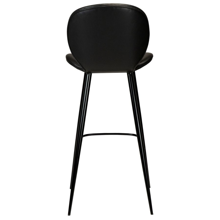 DAN-FORM Cloud Barstol, med Ryggstöd och Fotstöd - Vintage Svart Konstläder och Svart Stl