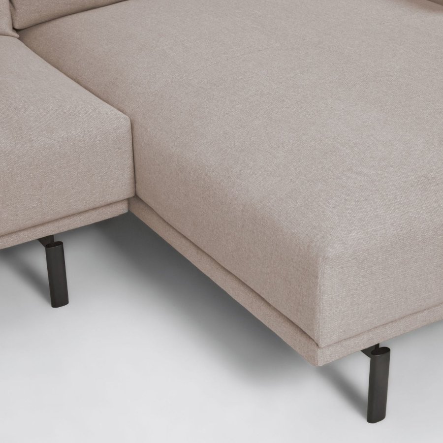 KAVE HOME Galene 3-manns sofa, med hyre sjeselong - beige resirkulerte fibre og jern