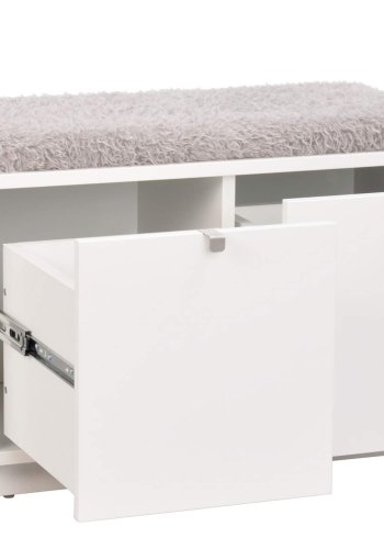 ROWICO Confetti bnk - hvidlakeret tr/lysegr stofhynde, m. 2 skuffer