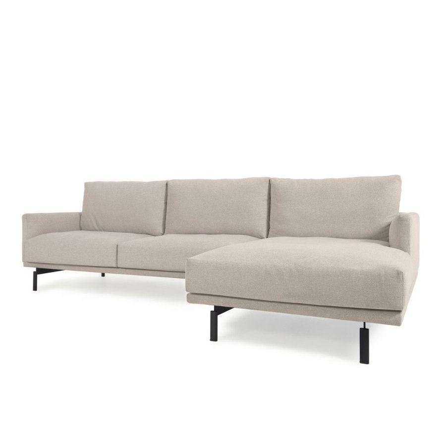 KAVE HOME Galene 3-manns sofa, med hyre sjeselong - beige resirkulerte fibre og jern