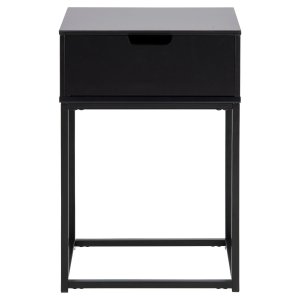 ACT NORDIC Rektangulrt Mitra sngbord med 1 lda - svart tr och metall (40x30)