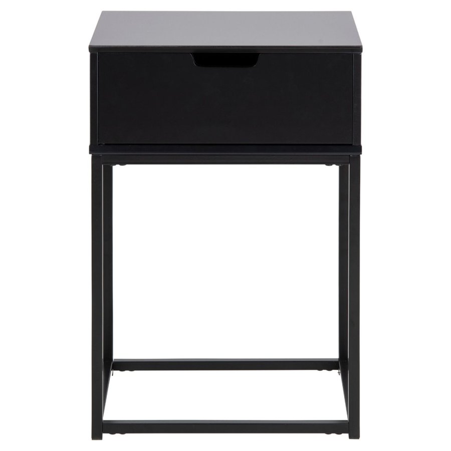 ACT NORDIC Rektangulr Mitra natbord m. 1 skuffe - sort tr og metal (40x30) 