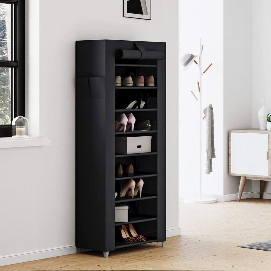 SONGMICS RXJ10H skostativ, m. 10 rum, st�vt�t - sort stof og st�l