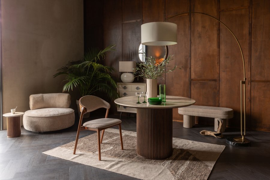 DUTCHBONE Fern bnk, rektangulr - beige boucl stof (110x40)