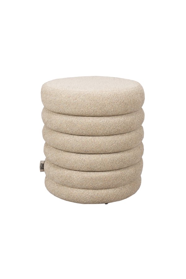 DUTCHBONE Fern taburet, rund - beige boucl stof (37)