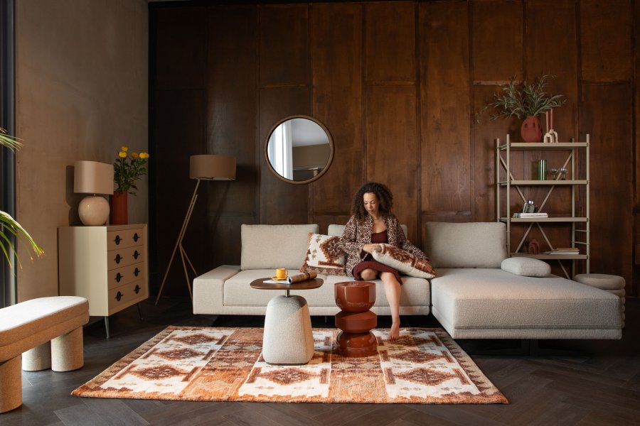 
DUTCHBONE Maron gulvteppe - rektangulært, rødt vevd polyester
