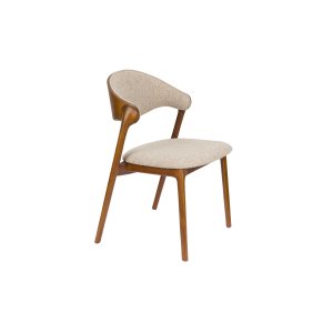 DUTCHBONE Babington spisebordsstol - beige polyester og valnddefarvet tr