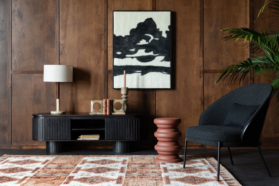 DUTCHBONE Lounge Chair Rodin Boucl Sort