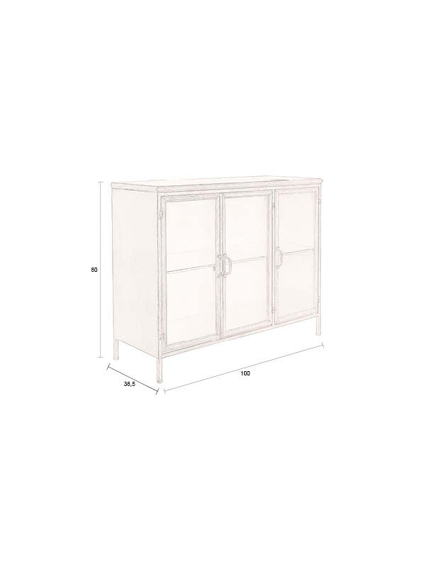 DUTCHBONE Gertlush sknk, m. 3 lger og 1 hylde - glas og antik finish jern