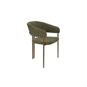 DUTCHBONE Naida spisebordsstol, m. armln - grn boucl stof og bronze metal