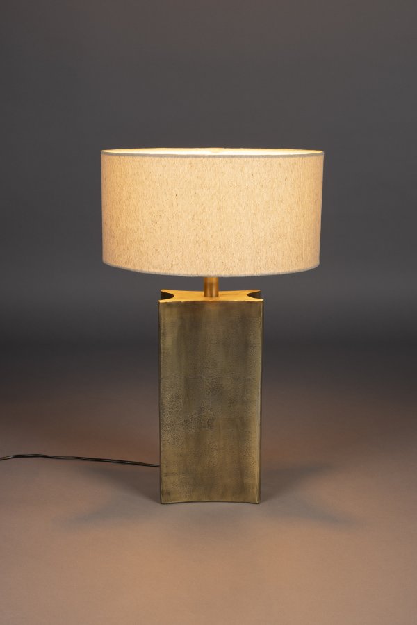 DUTCHBONE Rico bordlampe - creme hr og guld aluminium