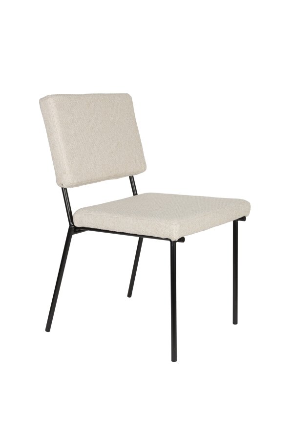 ZUIVER Fellow spisebordsstol - offfwhite polyester og sort metal