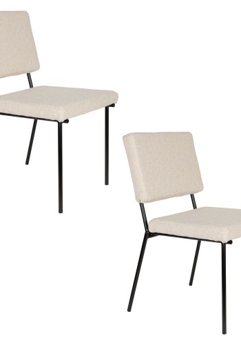 ZUIVER Fellow spisebordsstol - offfwhite polyester og sort metal