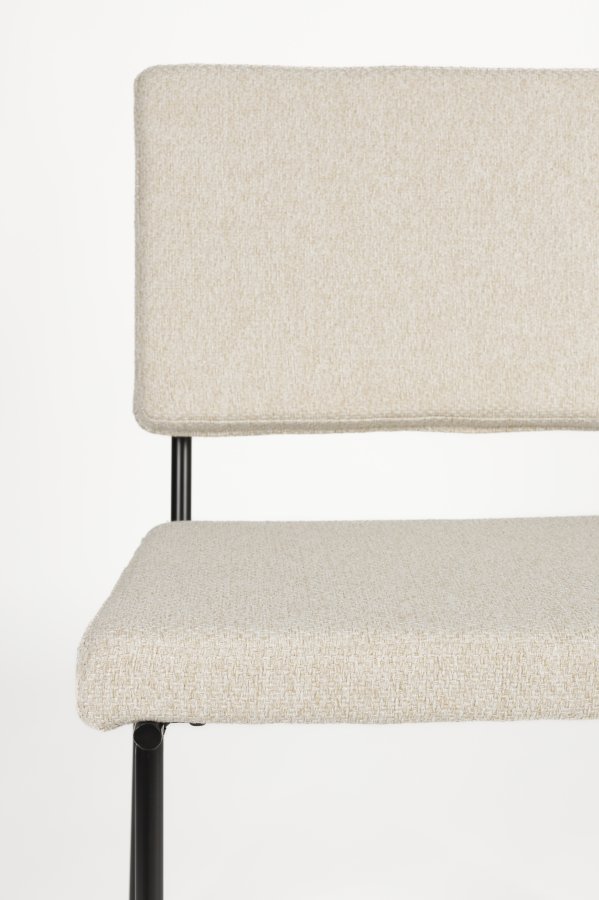 ZUIVER Fellow spisebordsstol - offfwhite polyester og sort metal