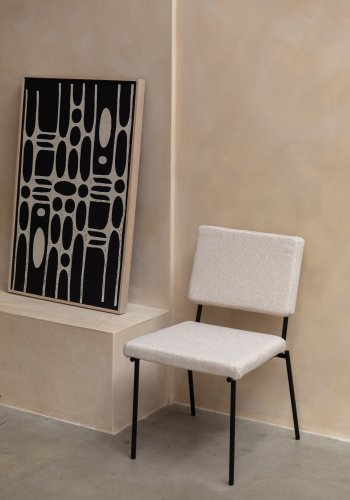 ZUIVER Fellow spisebordsstol - offfwhite polyester og sort metal