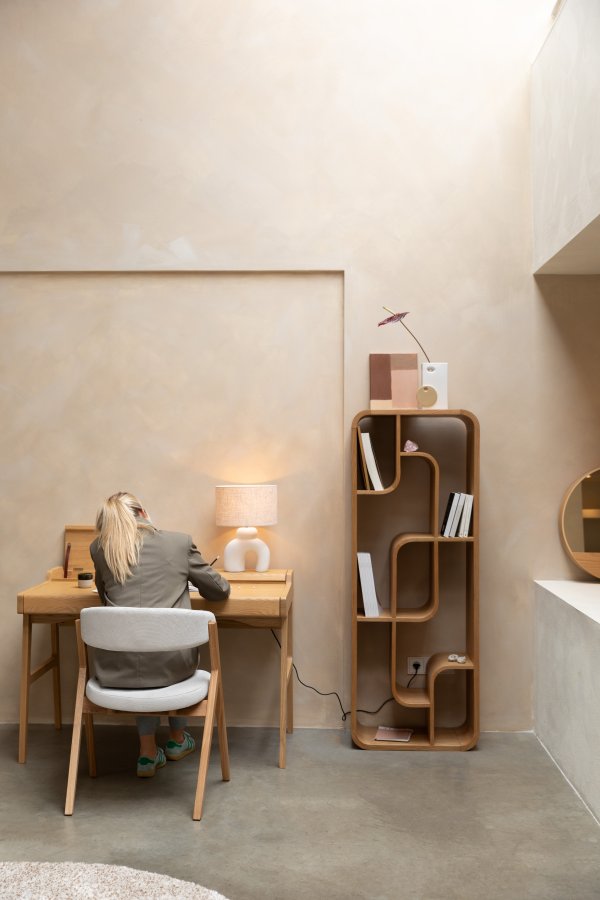 
ZUIVER Bibi bordlampe - krem lin og hvit betong
