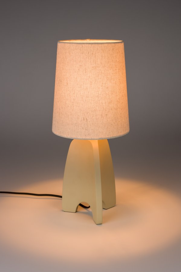 ZUIVER Saba bordlampe - creme linned og beige beton