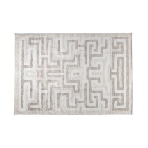 WHITE LABEL LIVING Labyrintho-teppe, rektangulrt - beige polyester/bomull (140x200)