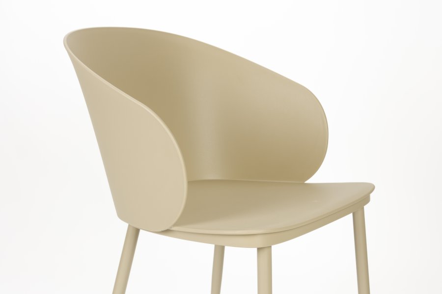 WHITE LABEL LIVING Gigi spisestuestol, med armlener - beige plast og stl