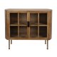 WHITE LABEL LIVING Yaz skjenk, hy, m. 2 drer og 1 hylle - brunt gummitre