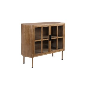 WHITE LABEL LIVING Yaz sknk, Hj, m. 2 lger og 1 hylde - brun gummitr