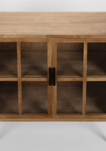 WHITE LABEL LIVING Yaz skjenk, hy, m. 2 drer og 1 hylle - brunt gummitre