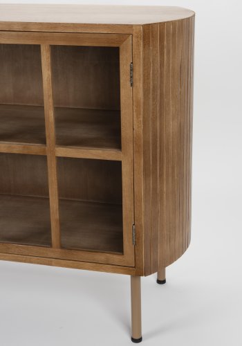 WHITE LABEL LIVING Yaz skjenk, hy, m. 2 drer og 1 hylle - brunt gummitre