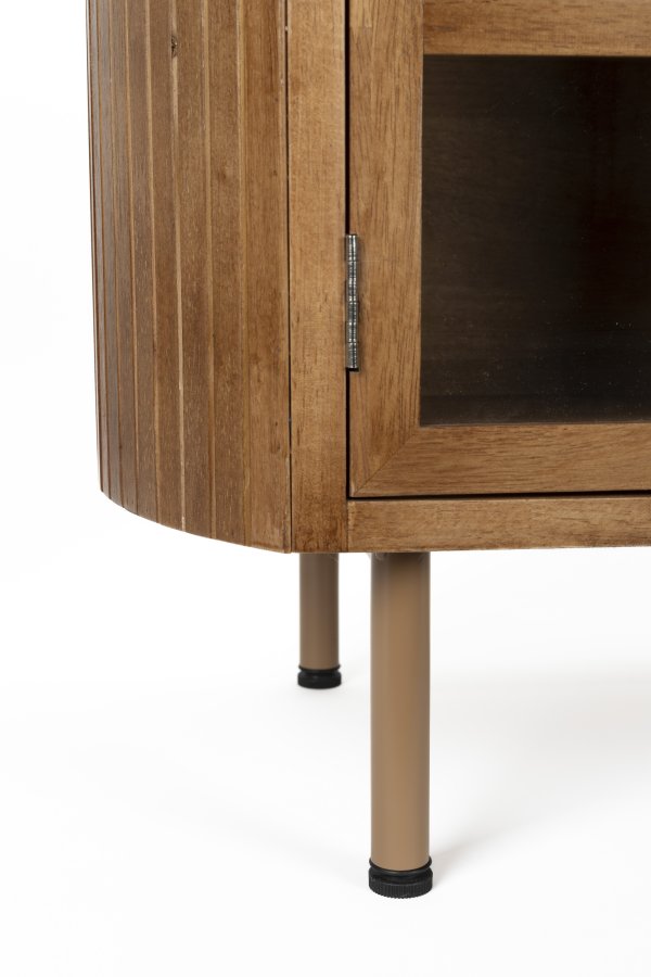 WHITE LABEL LIVING Yaz TV-bord, lavt, med hengslene. 2 drer og 1 hylle - brunt gummitre (150x38)