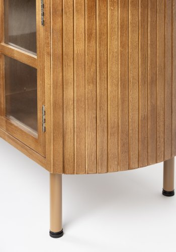 WHITE LABEL LIVING Yaz TV-bord, lavt, med hengslene. 2 drer og 1 hylle - brunt gummitre (150x38)