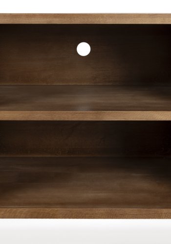 WHITE LABEL LIVING Yaz TV-bord, lavt, med hengslene. 2 drer og 1 hylle - brunt gummitre (150x38)